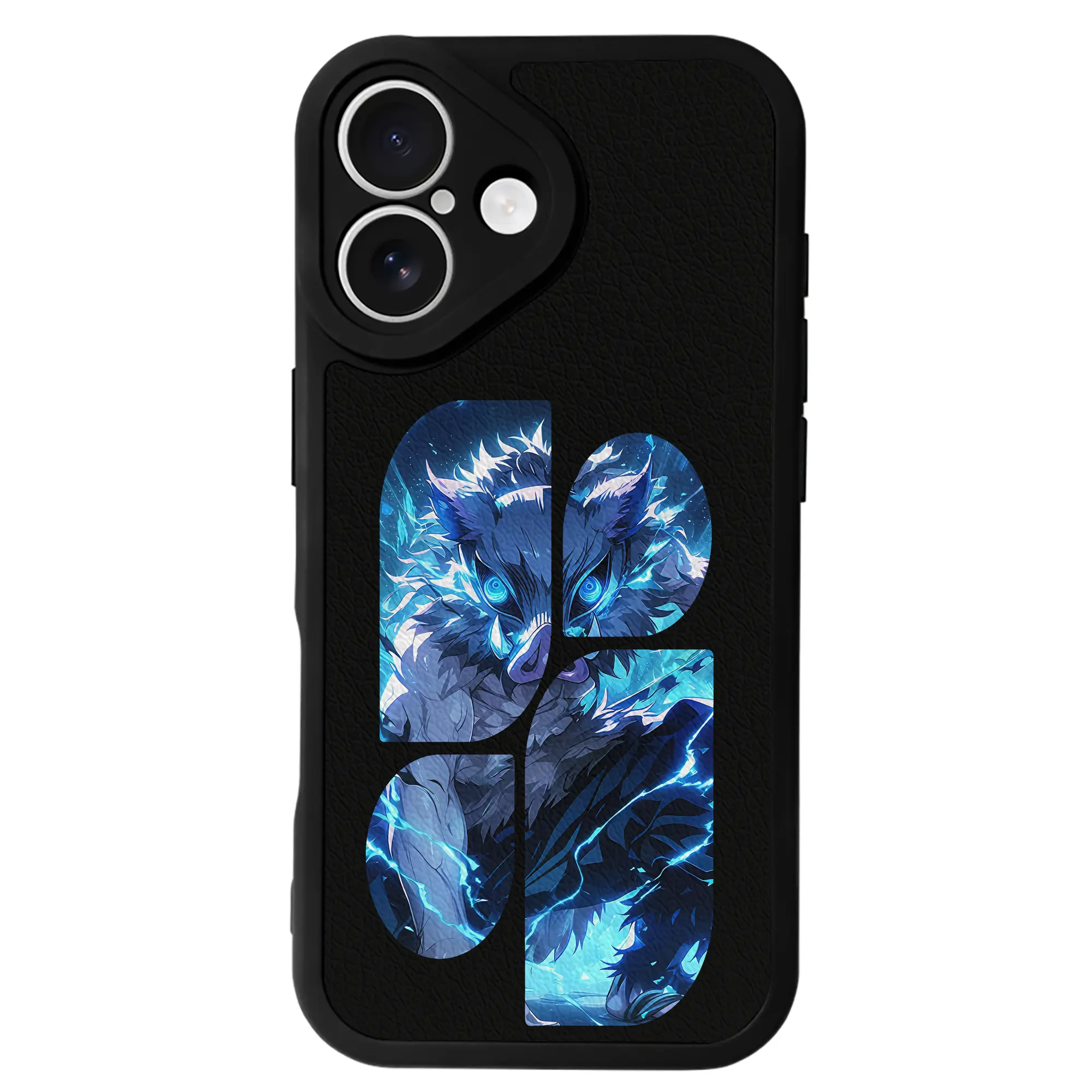 鬼滅の刃 グッズ,嘴平 伊之助 - IPhone 16シリーズ対応 ・ シリコンスマホケース ・ レザー調 ・ 高精度フィット ・ 耐衝撃 ・ ワイヤレス充電対応 ・ 精密カット